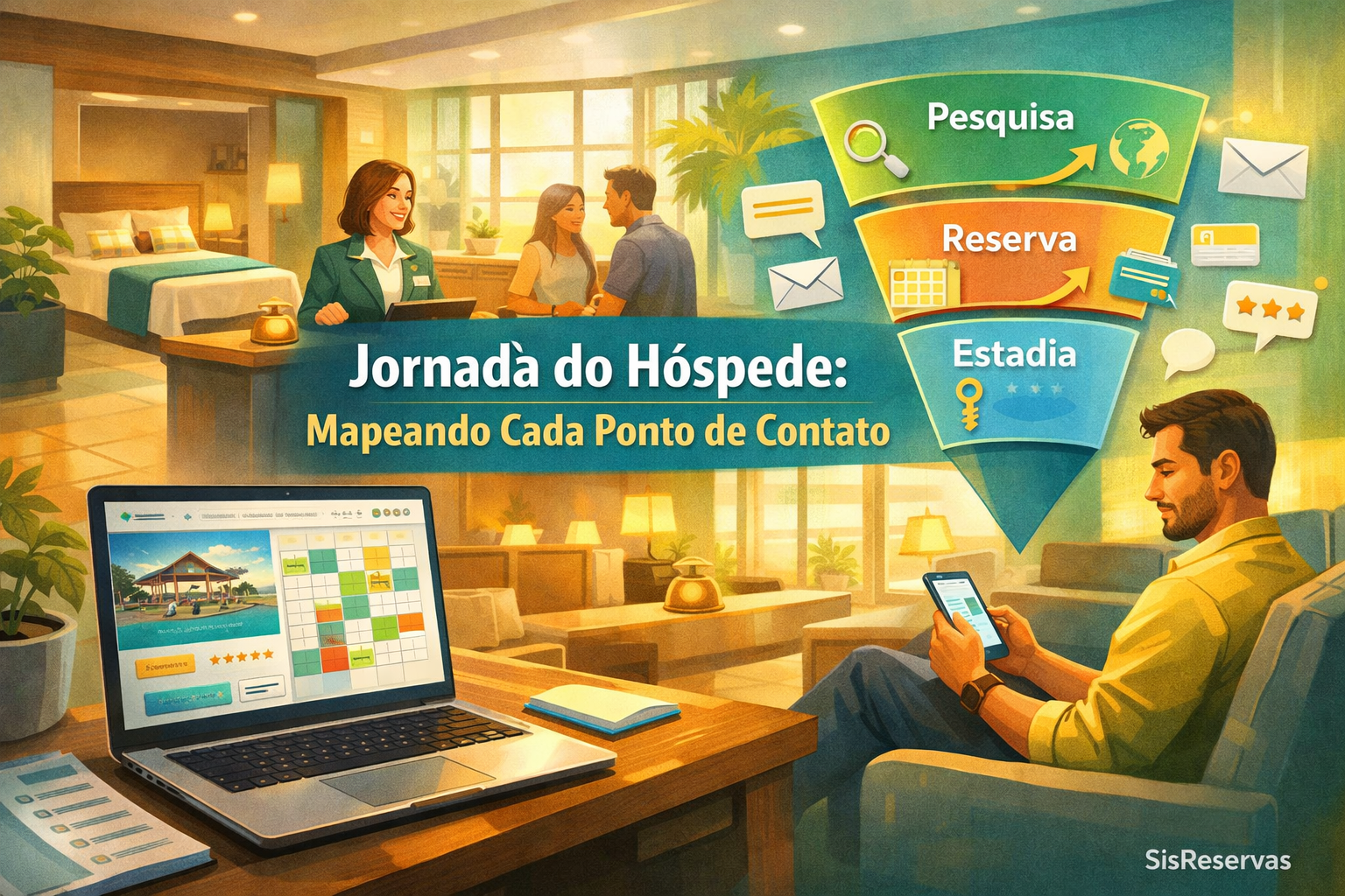 Jornada do hóspede: como mapear cada ponto de contato do primeiro acesso ao pós-check-out