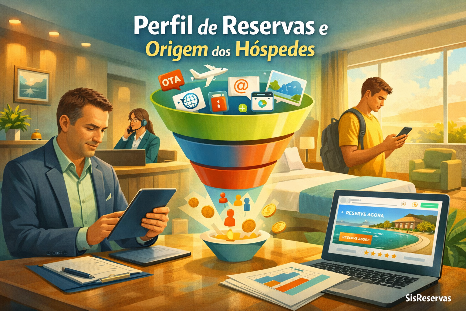 Como o perfil de reservas revela a origem e o comportamento dos hóspedes
